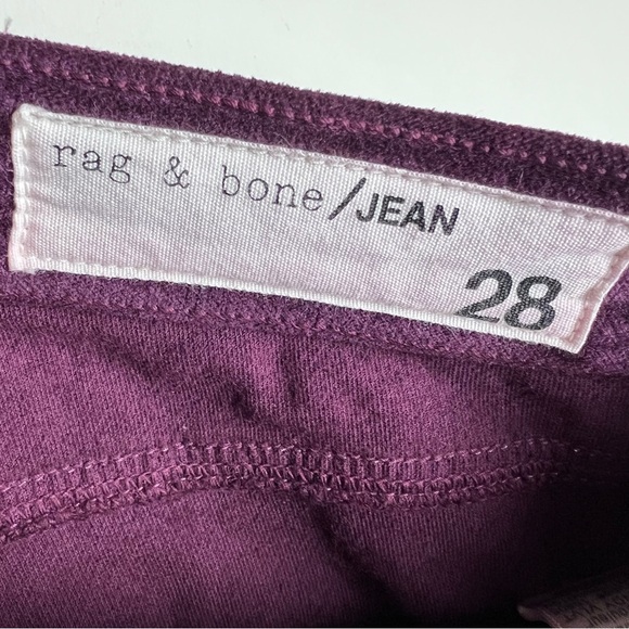 Rag & Bone Burgundy Velvet Skinny Jeans Size 28 - Picture 11 of 13